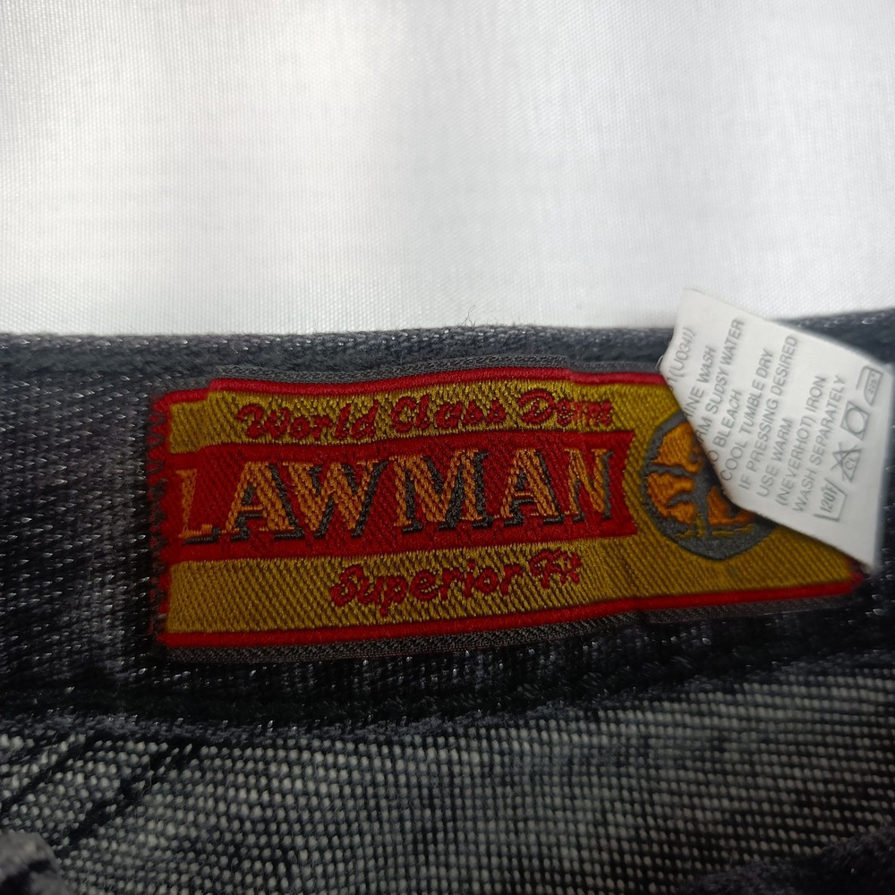 Lawman Western Jeans Womens 9 Vtg High Waisted Tapered Black Denim Metallic